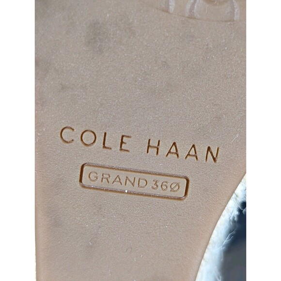 Cole Haan Crystal Strappy Leather Wedges Sandals Womens 8.5 Black Jute Heel Logo - Picture 15 of 15